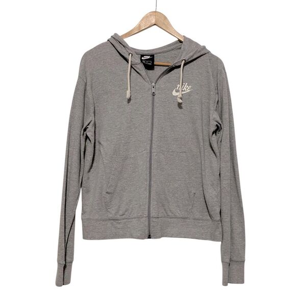 Nike Heathered Gray Vintage Style Full Zip Hoodie Medium - Picture 1 of 10